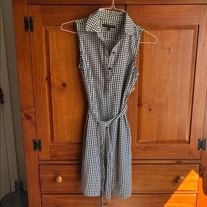 Banana Republic Sleeveless Black and White elephant print Shirt Dress size 0